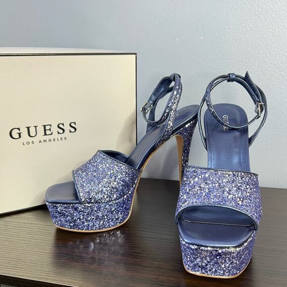Guess Blue Glitter Heels - Picture 2 of 10